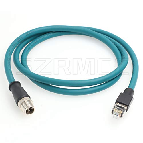 SZRMCC M12 8 Positionen X-Code Stecker auf RJ45 Ethernet Netzwerkkabel Cat-6 geschirmtes Kabel für Industriekamera (blau, 2m)