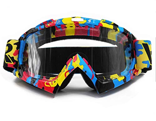 Vemar Motorradbrillen Motocross Brille Maske Enduro UV-Schutz, Skibrille Snowboard Brille Anti-Kratz Winddicht (Transparente Linsen, Mod.7)