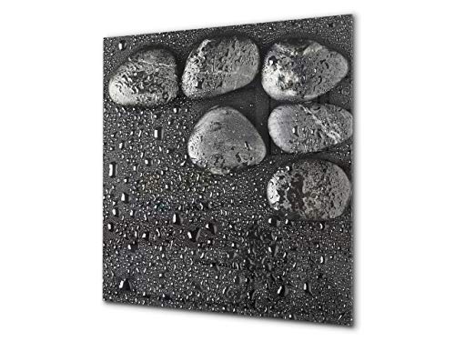 Einzigartiges Glas-Küchenpanel - Hartglas-Rückwand - Kunstdesign Glasaufkantung BS02 Serie Stein: Stone Water Drops 7