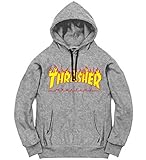 Thrasher Herren Truflp05754 Kapuzenpullover, Grau (Grau Melange/Flammen), M