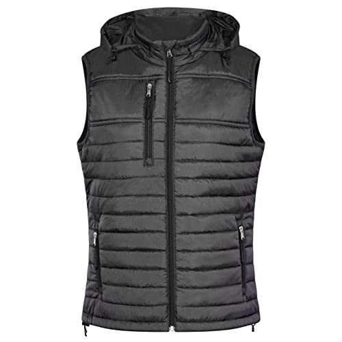 HRM Damen 1302 Women s Hooded Performance Body Warmer, darkgrey, 3XL EU