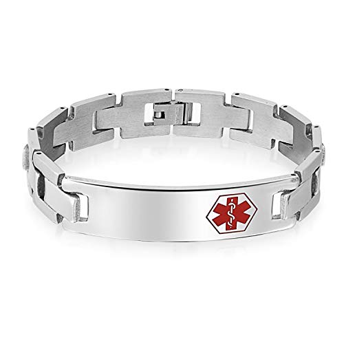 Bling Jewelry Brauchized Blank Medizinische Identifikation Ärzte Medizinische Alarm-Id U-Link-Armband Für Männer Edelstahl 8 Zoll