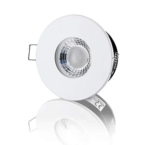 lambado® Premium LED Spots IP65 Flach für Badezimmer in Weiss - Moderne Deckenstrahler/Einbaustrahler für Außen inkl. 230V 5W Strahler warmweiß dimmbar - Hell & Sparsam