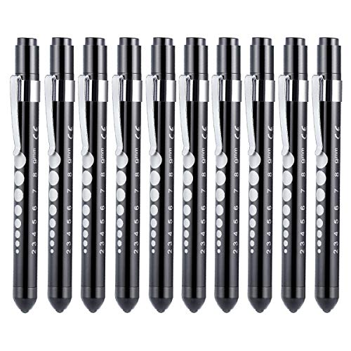 LED-Stiftleuchte mit Pupillenanzeige und Linealdetektor Taschenlampe Taktische Taschenlampe Penlights Medizinische Stiftleuchten für Krankenschwestern Ärzte (10 pack)