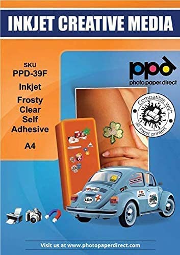 PPD 50xA4 Inkjet Etikettenfolie, Semi-Transparent, Selbstklebend für Tintenstrahldrucker PPD-39F-50
