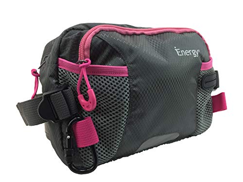iEnergy PAT Gürteltasche für Hundebesitzer - wetterfeste Hüfttasche - Bauchtasche für das Hundetraining - Leckerli Beutel für Hunde (Pink/Grau)