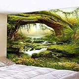 Naturer Wald Wandteppich Himmel in Wald 180x230cm Wandbehang Tapisserie Boho Psychedelic Wandtuch Hausdeko für Wohnzimmer Schlafzimmer
