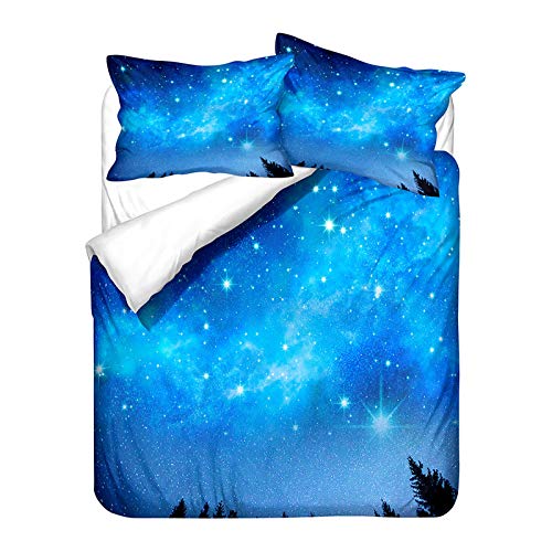 Bettwäsche Set Blau Lila Galaxis Planet Äußere Platz Universum Wirbel Geheimnisvoll Schwarz Loch Planet Track Konstellation Muster Bettbezug und Kissenbezug 80x80 cm (Blue,220 x 240 cm)