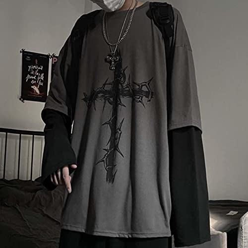ZYONG Gothic Goth Style Tshirt 2021 Mall Goth Tops Punk Langarm Übergroßes T-Shirt Japanische Streetwear Mode koreanische Art