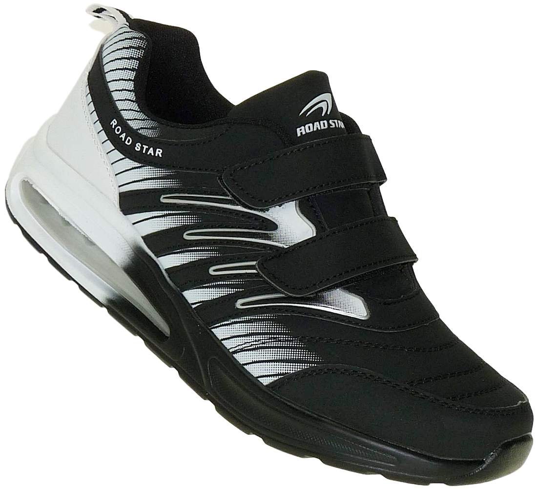 Bootsland Unisex Klett Sportschuhe Sneaker Turnschuhe Freizeitschuhe 001, Schuhgröße:44, Farbe:Schwarz/Weiß