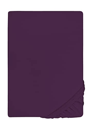 biberna 0077144 Spannbetttuch Feinjersey (Matratzenhöhe max. 22 cm), gekämmte Baumwolle, superweich 1x 140x200 cm > 160x200 cm dunkelviolett