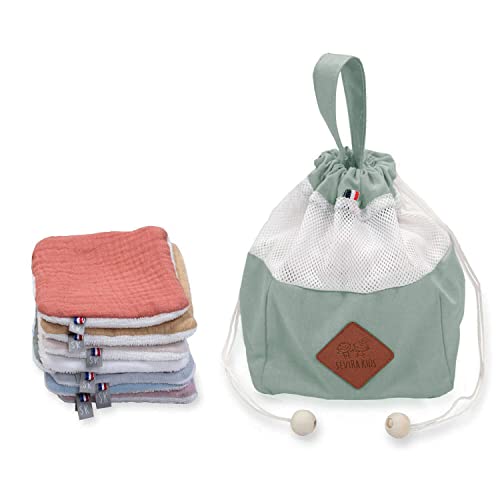 Sevira Kids - Jeanne Spendertasche und 8 waschbare Tücher, hergestellt in Frankreich