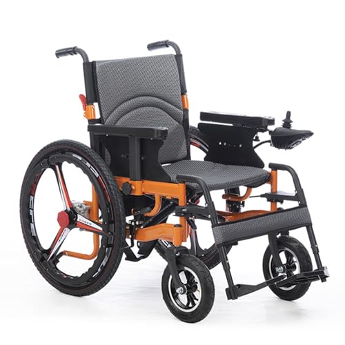 Leichter elektrischer Rollstuhl für Erwachsene Bequemer flexibler Rollstuhl Bequemer motorisierter Roller Tragbare faltbare Rollstühle,Orange