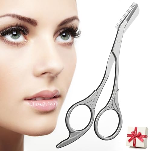 Precision Stainless Steel Eyebrow Trimmer Scissors, Browmaster Stainless Steel Trimmer, Meticulously Shape and Trim Brows with Ease (1 Pcs)