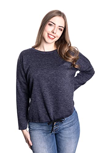 WOMEN'S WEAR U&F FASHIONSTORE U&F Damen Sweatshirt | Shirt für Freizeit und Homewear | Lässiger Pullover mit Rundhalsausschnitt Dunkelblau Grösse XL