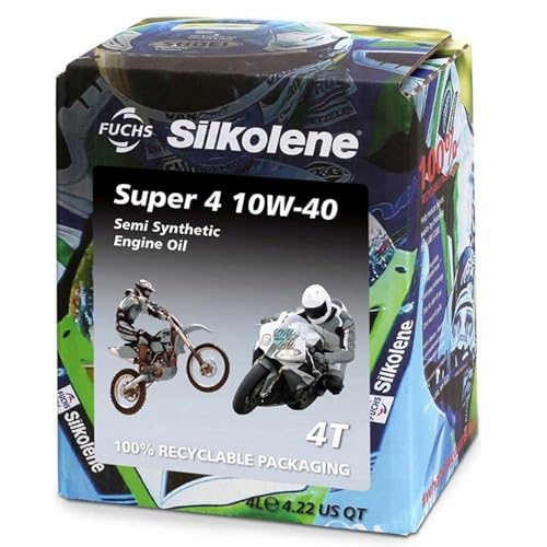 Silkolene Super 4 10W40 teilsynthetisches 4-Takt-Motorrad-Öl – 4 Liter Würfel