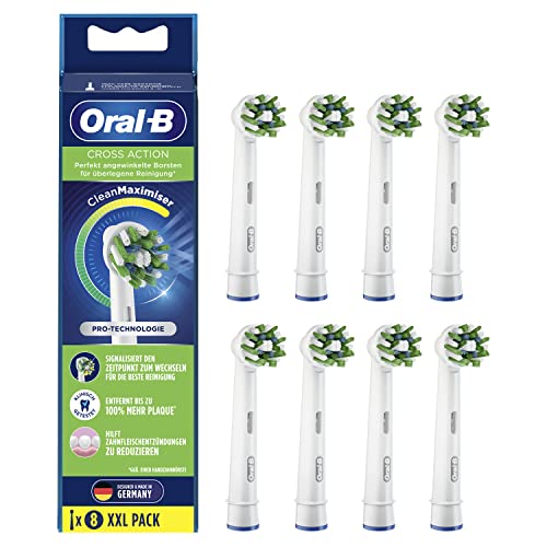 Oral-B CrossAction Aufsteckbürsten mit CleanMaximiser-Borsten für überlegene Reinigung, 8 Stück