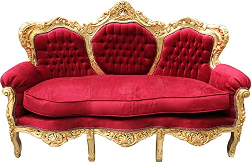 Casa Padrino Barock Sofa King Bordeaux Rot/Gold Mod2 - Möbel Lounge Couch