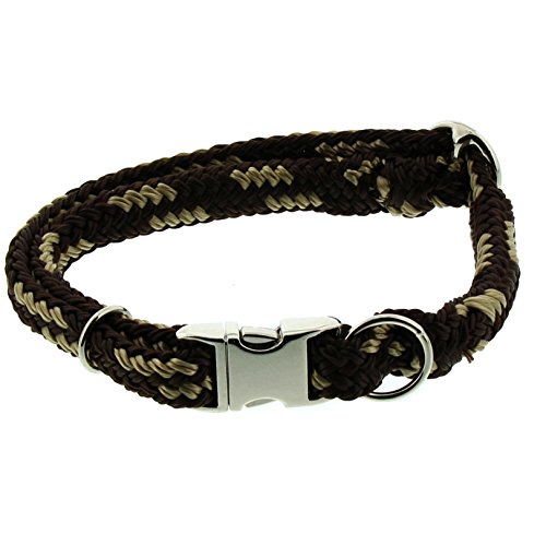 Dinoleine Hunde-Halsband mit Click-Verschluss, Größenverstellbar, Polyester, Größe: L/ 45-70 cm, Braun/Creme, 281103