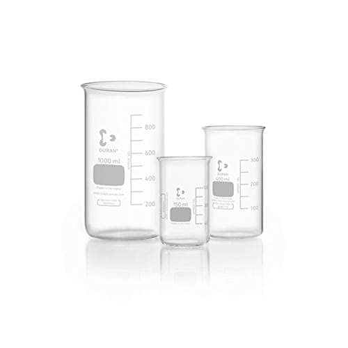 DWK Life Sciences SD-0226 Duran Borosilikat Glas 3.3 Becher mit Teilung und Ausguss, Hohe Form, 1000ml Kapazität, 180mm Höhe x 95mm Durchmesser, 10 Stück