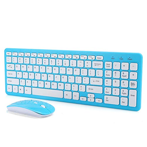 Wireless Gaming Office-Maus-Tastaturset, tragbares ergonomisches Tastatur-Mausset mit 3-Gang-Mikroempfänger für Laptop-Desktop, Plug-and-Play(Blau)
