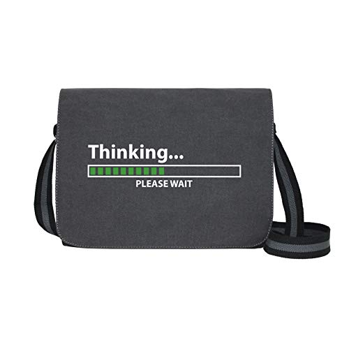 Thinking - Umhängetasche Messenger Bag für Geeks und Nerds mit 5 Fächern - 15.6 Zoll, Schwarz Anthrazit