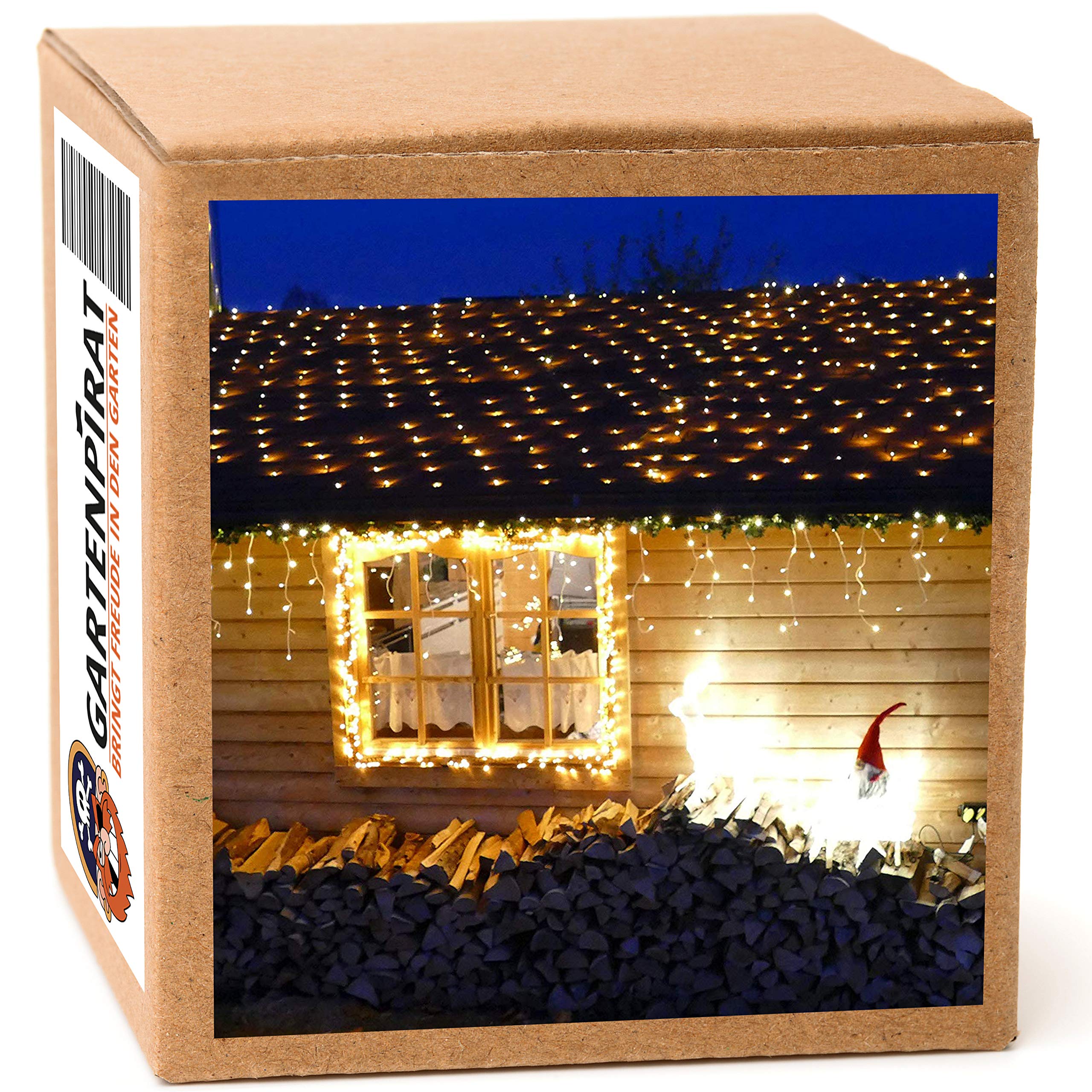 Gartenpirat LED-Lichternetz 4x4m Weihnachten außen – 360 LED warmweiß – Mit Timer
