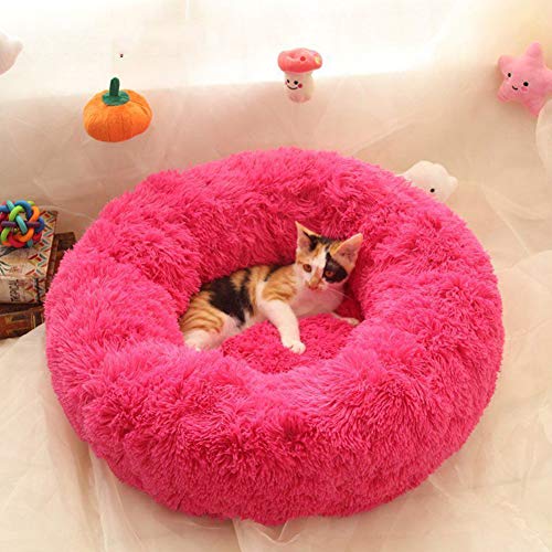 Gemütlich Katzenbett/Hundekörbchen Donut beruhigendes Haustier Komfortbett mit Dicke Füllung Gepolstert Zwinger Waschbar Rund Plüsh Hundesofa