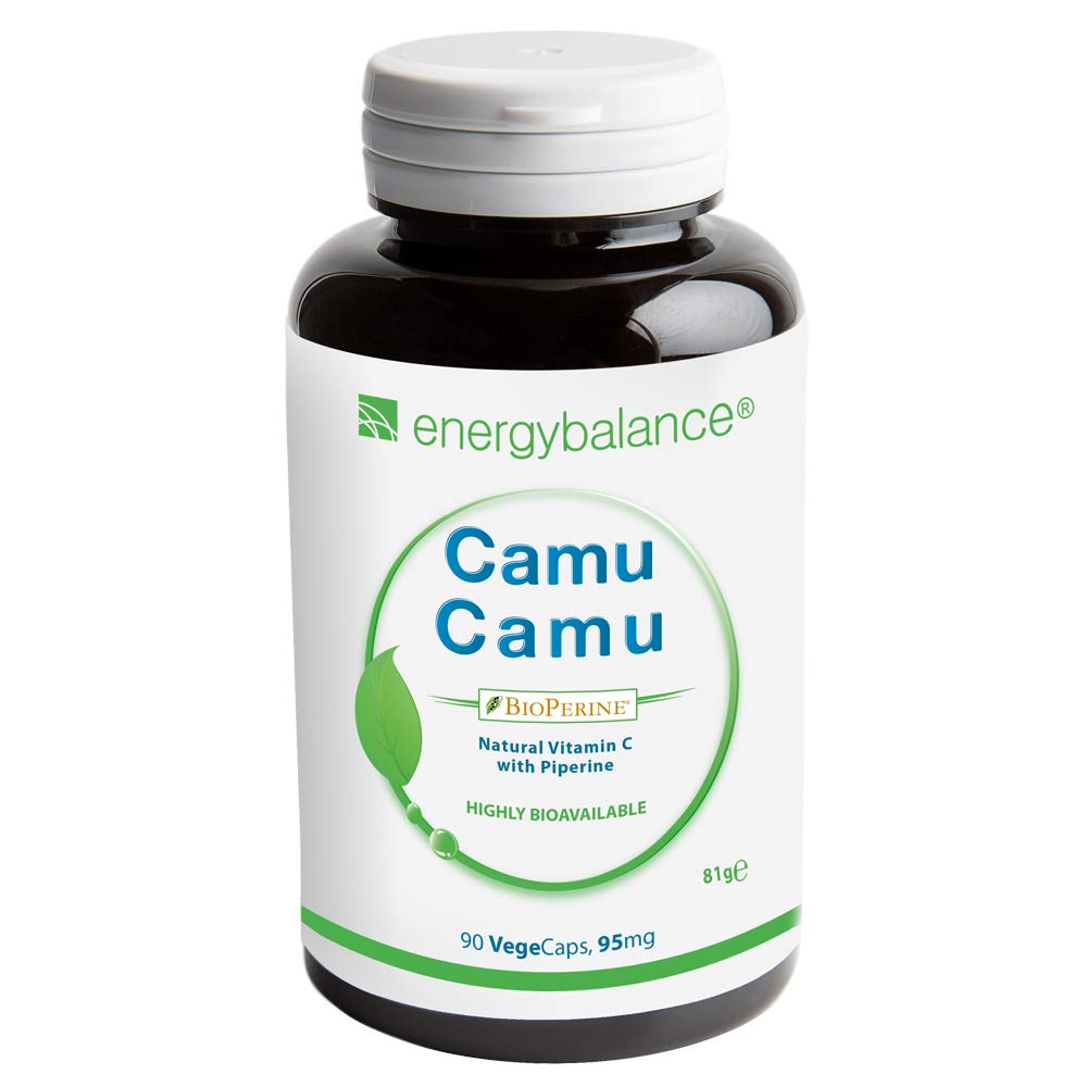 EnergyBalance Camu Camu - Kapseln mit Vitamin C + BioPerine, Hochdosiert, Antioxidantien - Hohe Bioverfügbarkeit - Vegan, Glutenfrei, ohne Zusätze - 90 VegeCaps à 95 mg