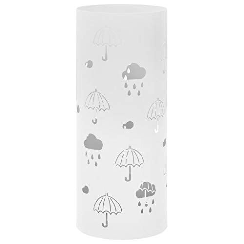 Bulufree Regenschirmständer Schirmständer mit herausnehmbar Wasserauffangschale Heimat des regenschirms Regenschirm-Motiv Stahl Weiß