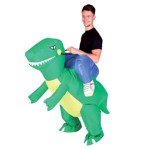 Aufblasbares Dinosaurier-Kostüm | aufblasbares Raptor-Kostüm | Premium-Qualität | Erwachsenengröße | Polyester | angenehm zu tragen | strapazierfähig | inkl. Aufblassystem | Erstellt von OriginalCup®