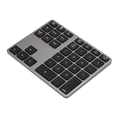 Zifferntastatur, Aluminiumlegierung 35-Tasten Ultradünne universelle drahtlose Bluetooth 5.0-Minitastatur für Windows 8 / 8.1 / 10 für Mac OS-System(Eisengrau)