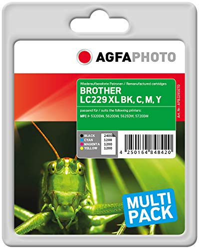 AgfaPhoto APB229SETD Remanufactured Tintenpatronen Pack of 1, schwarz, cyan, magenta, gelb, 13.5 x 10.8 x 7.2