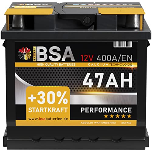 BSA Autobatterie 12V 47AH 400A/EN ersetzt 44Ah 45Ah 50Ah 46Ah 40Ah