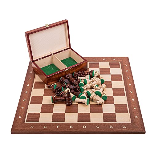 Square - Pro Schach Set Nr. 6 Mahagoni - Schachbrett + Schachfiguren Staunton 6 + Kasten - Schachspiel aus Holz