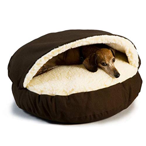 Ezoon Cozy Cave Hundebett mit Mikroveloursleder, pflegeleicht, mit waschbarem Bezug, für kleine und mittelgroße Welpen, Schlafsack, Katzennest, hygienisch, sehr langlebig