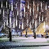 KINGCOO 360LED Meteoritenschauer Lichterketten Garten, Wasserdicht 30cm 10 Tubes Fallende Regentropfen Solarleuchten Dekorative Lichtschläuche für Außen Party Hochzeit Weihnachtsbaum(Weiß)