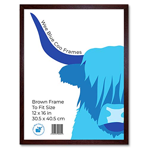 Wee Blue Coo 12x16 Brown Wooden Picture Frame 12 x 16 Inch (30.5 x 40.7cm) Acrylic Safety 'Glass' Photo Frame