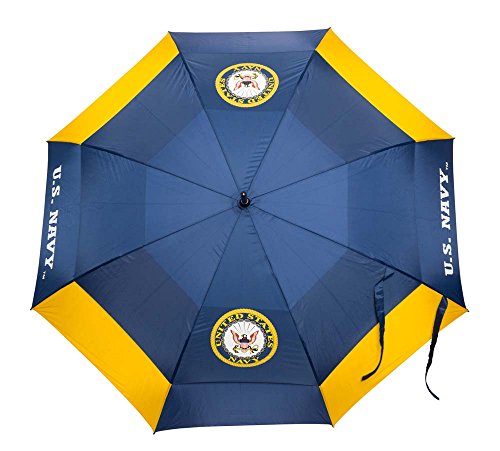 Team Golf Military Navy 62" Golf Umbrella with Protective Sheath, Double Canopy Wind Protection Design, Auto Open Button