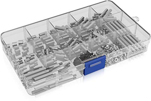 ICY BOX Raspberry Pi DIY Kit, Abstandshalter, Standoffs, Schrauben und Muttern, M2.5, Messing, Silber
