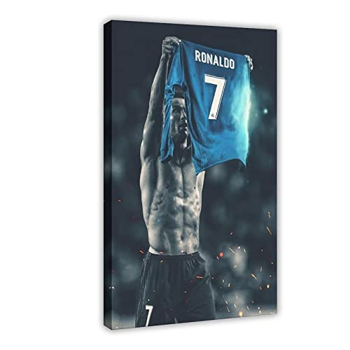 REIPOL Ronaldo Poster Fußballspieler Leinwand Poster Wandkunst Dekor Druck Bild Gemälde für Wohnzimmer Schlafzimmer Dekoration Rahmenstil 30 x 45 cm
