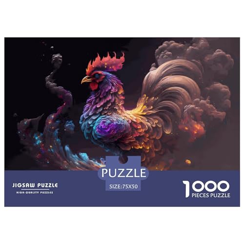 1000 Teile Puzzle Tier Hahn Puzzles für Erwachsene Holzbrettpuzzles Anspruchsvolles Spiel 1000 Teile (75x50cm)