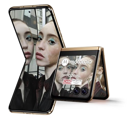 Motorola razr40 Ultra (Flip-Phone, 6,9"/3,6"-FHD+-Display, 32-MP-Frontkamera, 8/256 GB, 3800 mAh, Android 13) Peach Fuzz, inkl. Schutzcover