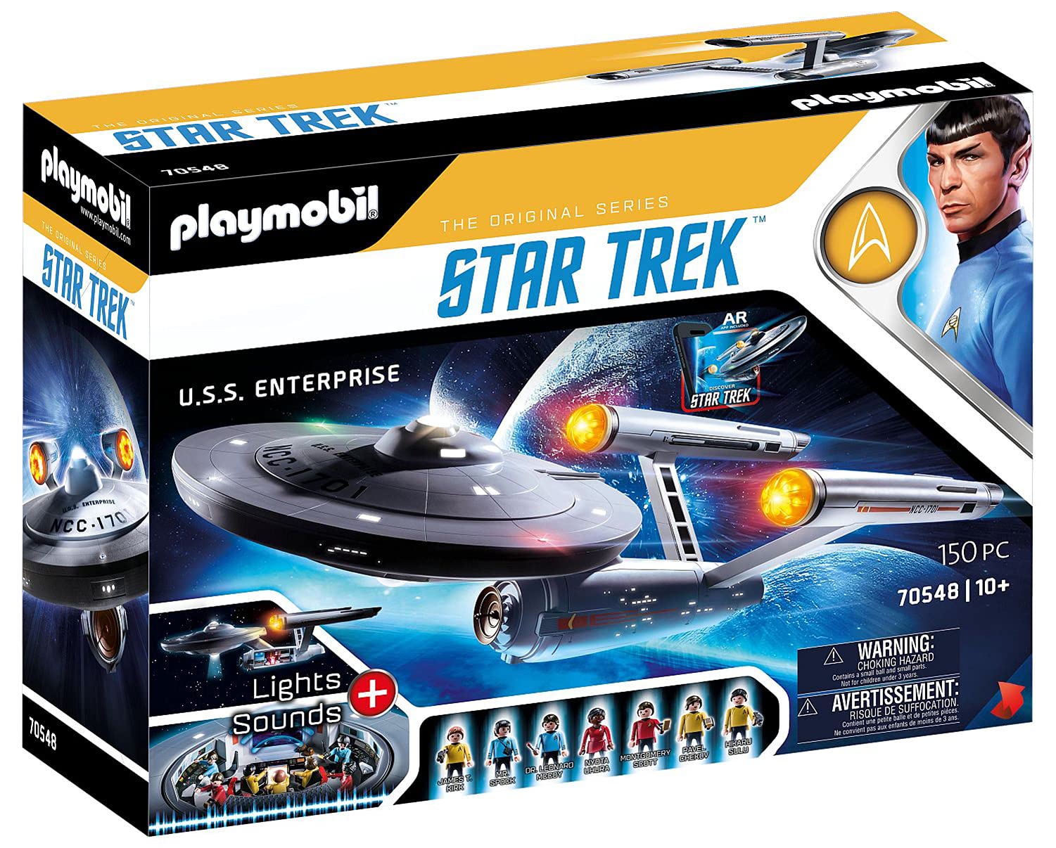 PLAYMOBIL Star Trek 70548 U.S.S. Enterprise NCC-1701, Mit AR-APP, Lichteffekten und Original-Sounds, 10-99 Jahre