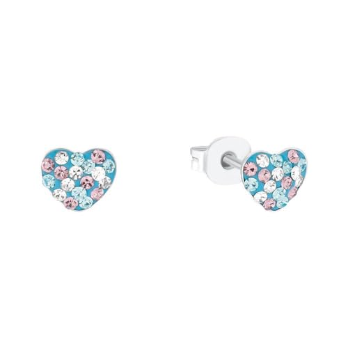 Prinzessin Lillifee Ohrstecker 925 Sterling Silber Mädchen Kinder Ohrschmuck, mit Preciosa, 0,6 cm, Silber, Herz, Kommt in Schmuck Geschenk Box, 2036427