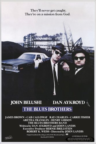 Close Up Blues Brothers Poster (93x62 cm) gerahmt in: Rahmen Weiss
