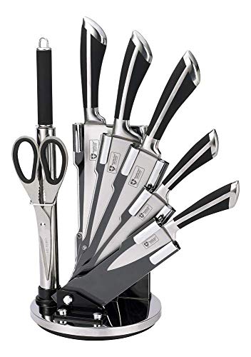 Royalty Line KSS700 Messer-Set mit drehbarer Halterung, 5 Messer aus Edelstahl, inkl. 1 Schere