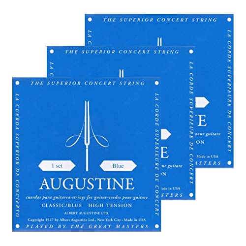 Augustine 3x Blue Saitensatz (Stark) Nylon-Konzert-Klassik-Gitarre-Saiten-Satz