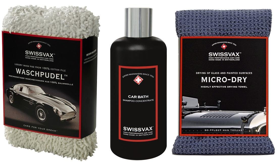 SWISSVAX SWIZÖL Car Wash Kit Profi-Set mit Waschpudel, Car Bath, Micro Dry
