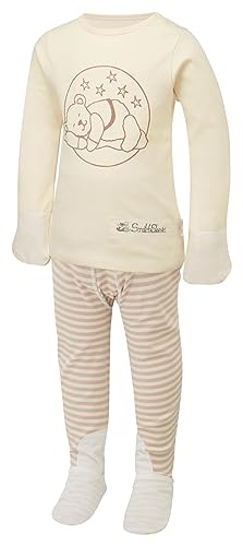ScratchSleeves | Schläfriger Bär Schlafanzug für juckende Babys und Kleinkinder | Cappuccino | 18-21 Monate